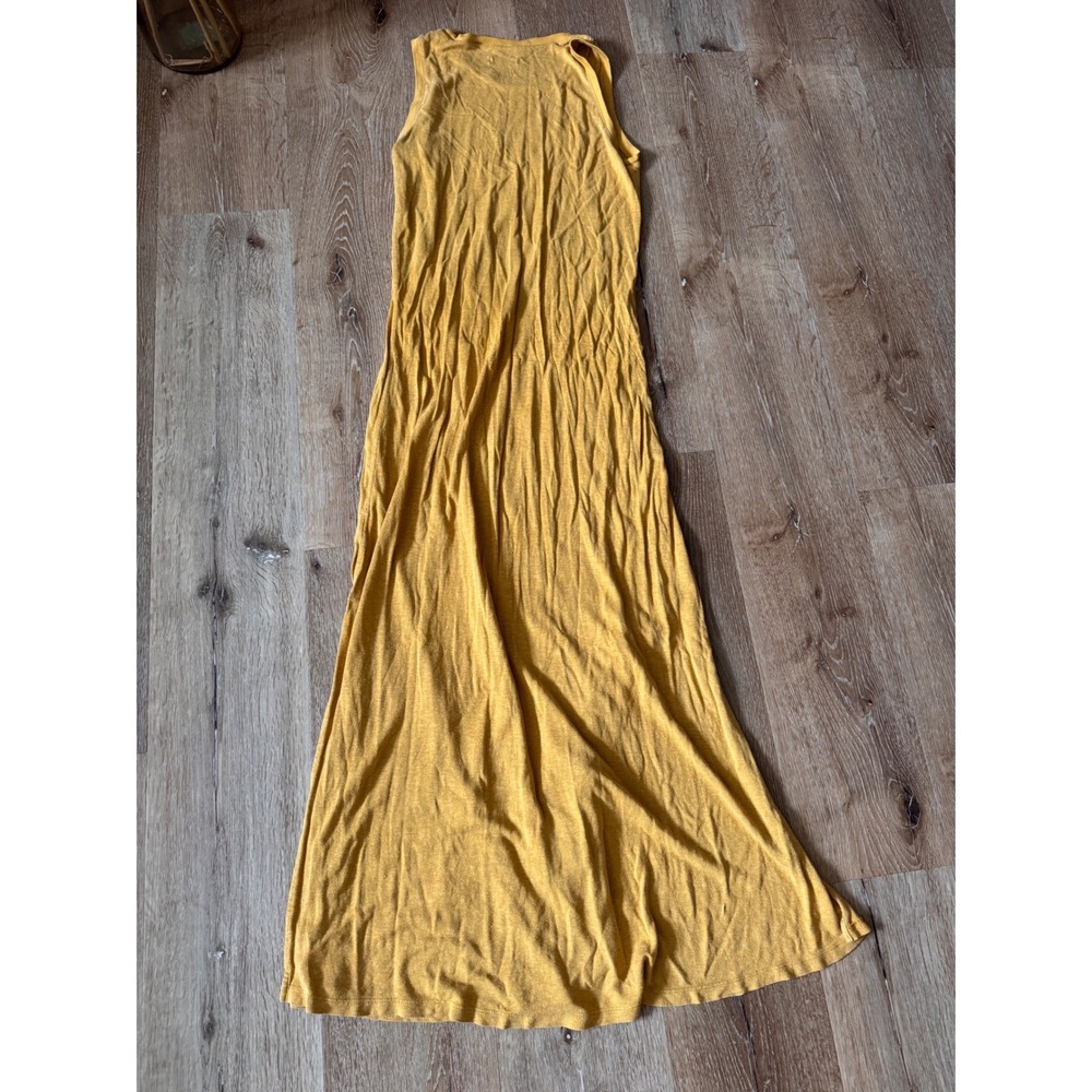 Outerknown Mustard Yellow Sleeveless Crew Neck Maxi Dress Size M/L - Picture 4 of 7